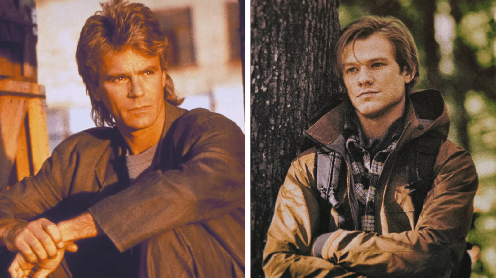 Disability life hacks inspired by the TV show MacGyver. L, original 1980s with mullet, R, 2010s version.