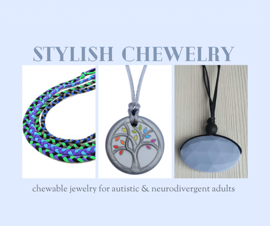 Chewelry Sensory Chews Autism ASD Necklace Chewlry ADHD SEN Gem Stone Dark Blue 