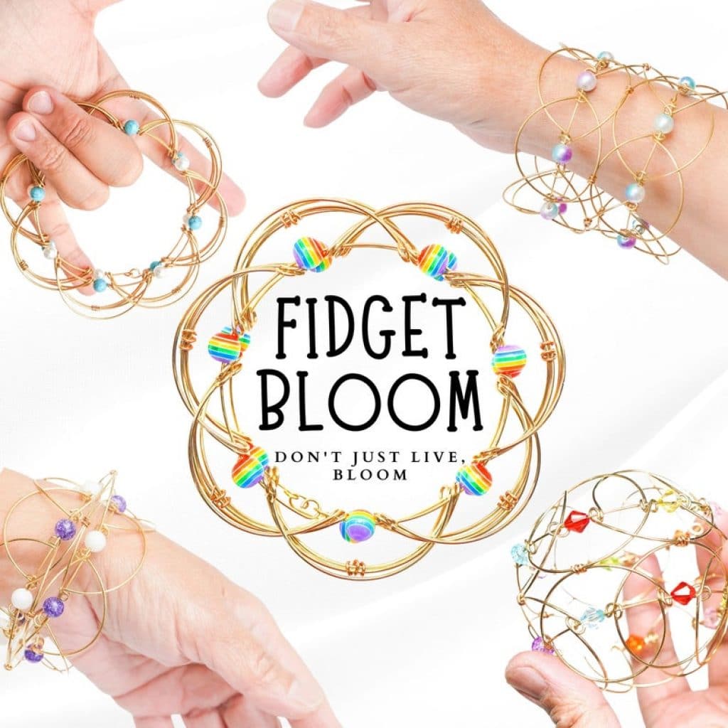 Fidget bloom bracelet and multi-functional stim toy that changes shape.