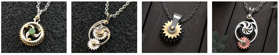 Gear necklaces for fidgeting.