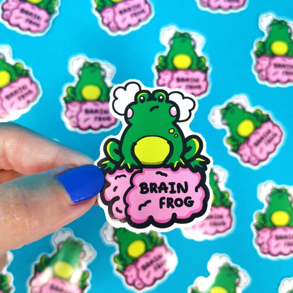 Brain frog funny chronic illness sticker.