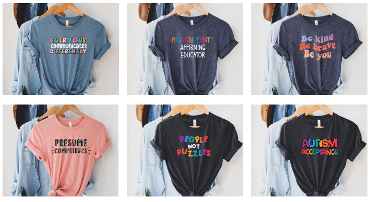 T-shirts for autism special education teachers and parents of children on the autism spectrum.