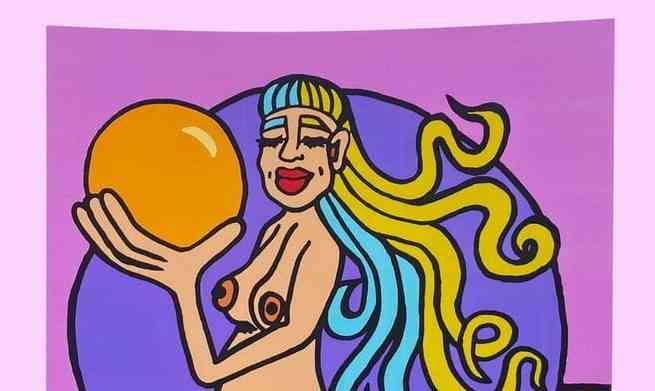 Trans woman holding a crystal ball, body positivity drawing.