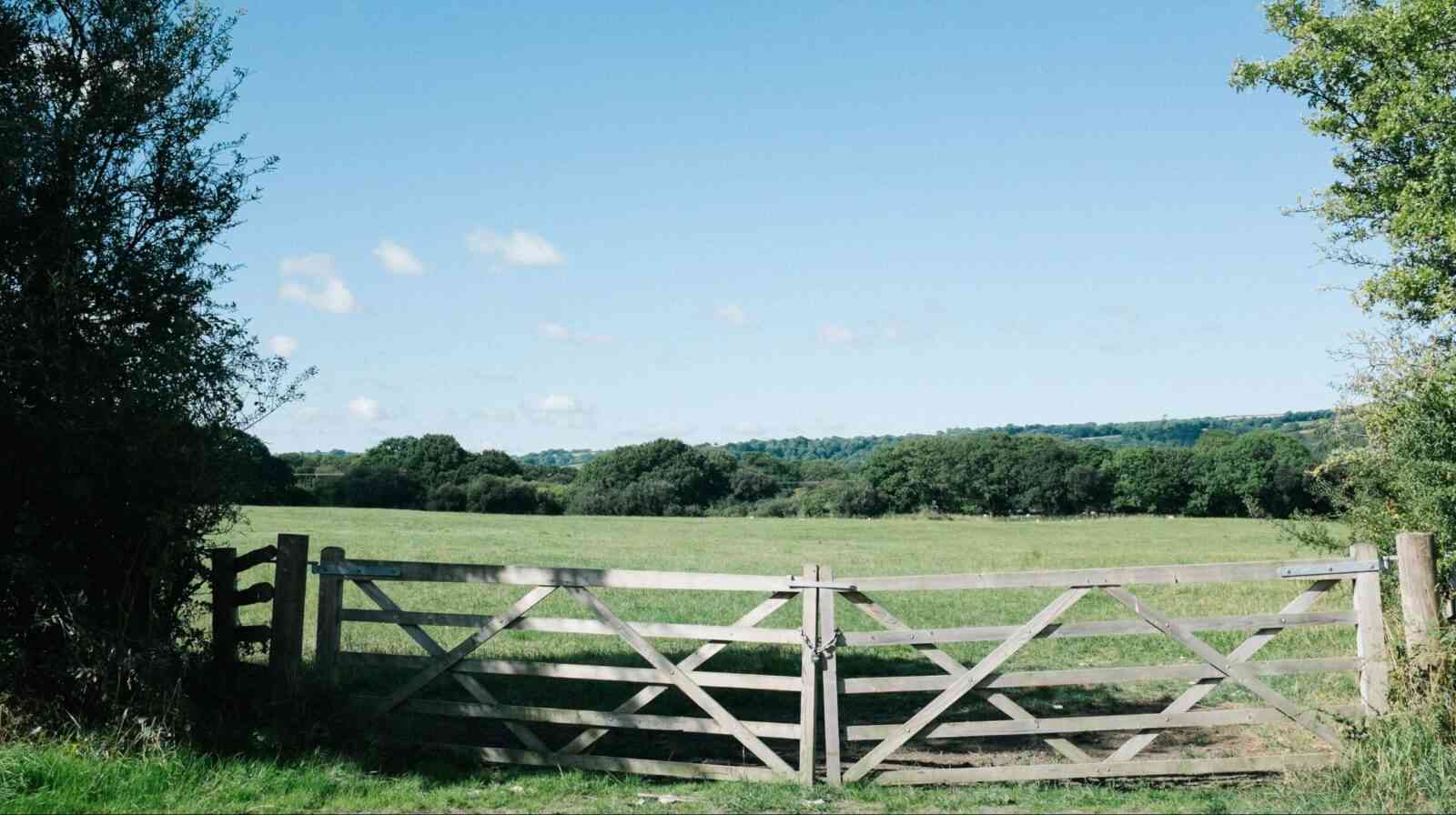 Mental health boundaries represented by a fence in the countryside.