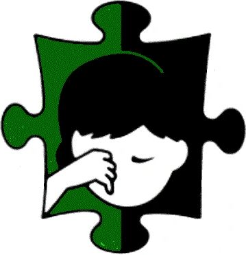Original Autistic Society logo with crying child inside puzzle piece.