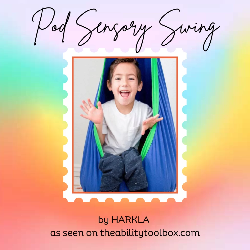 Pod sensory swing for autistic kids up to 150 pounds.