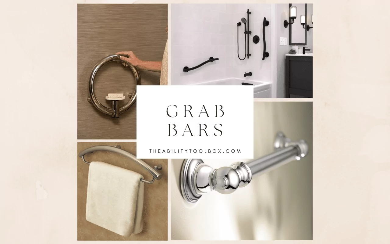 Grab bars for bathroom safety and style. Accessible shower for seniors and people with disabilities.