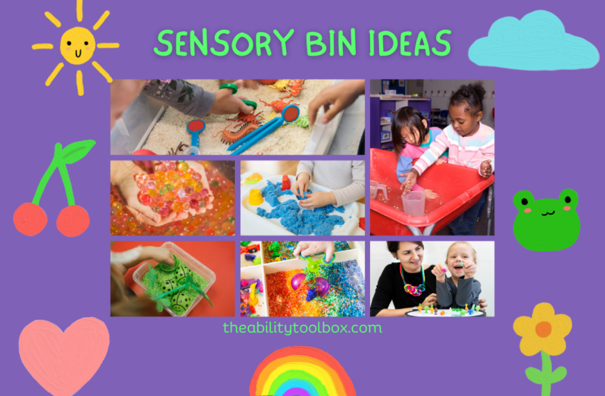 Sensory bin ideas for toddlers and children. Collage of kids playing.