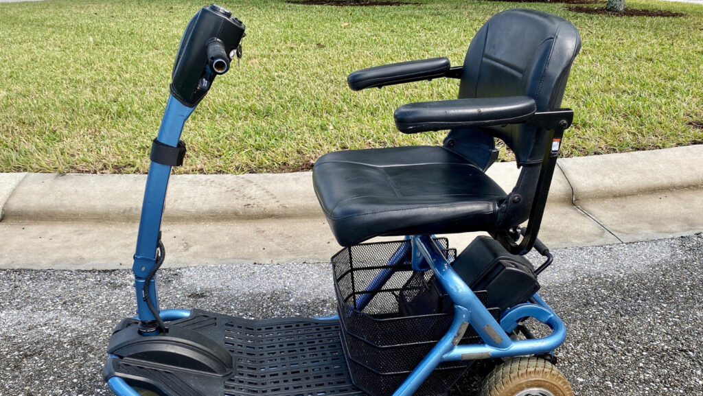 Blue mobility scooter