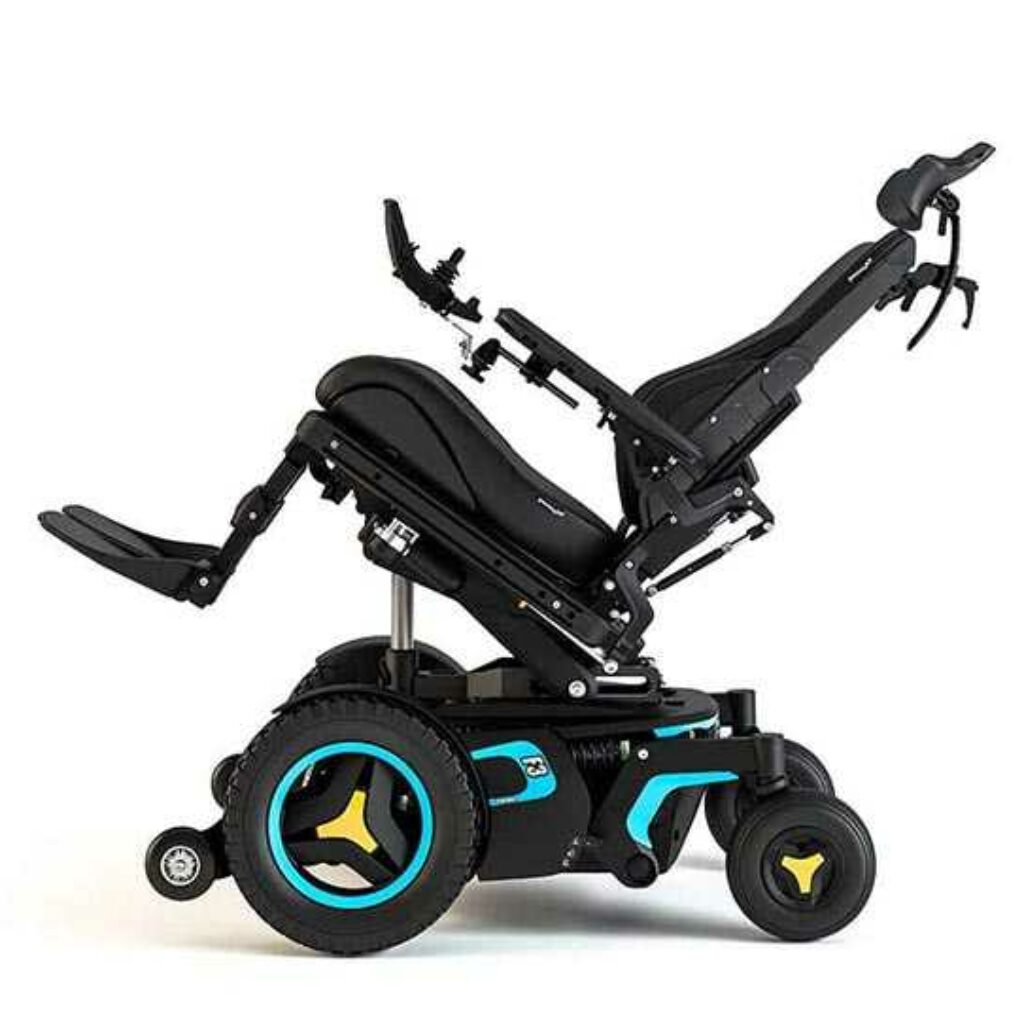 Permobil F3 front-wheel drive power wheelchair.