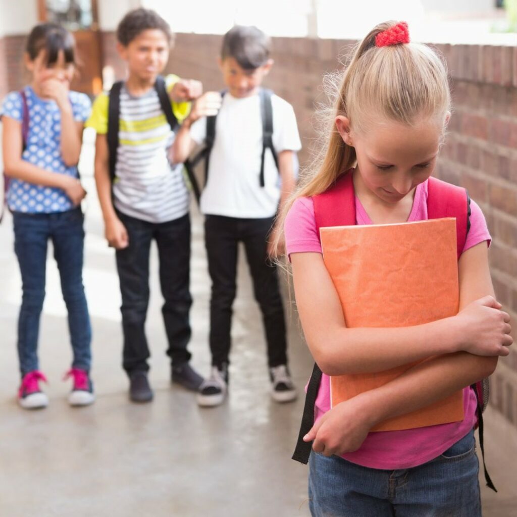 Lonely autistic girl being bullied at school.