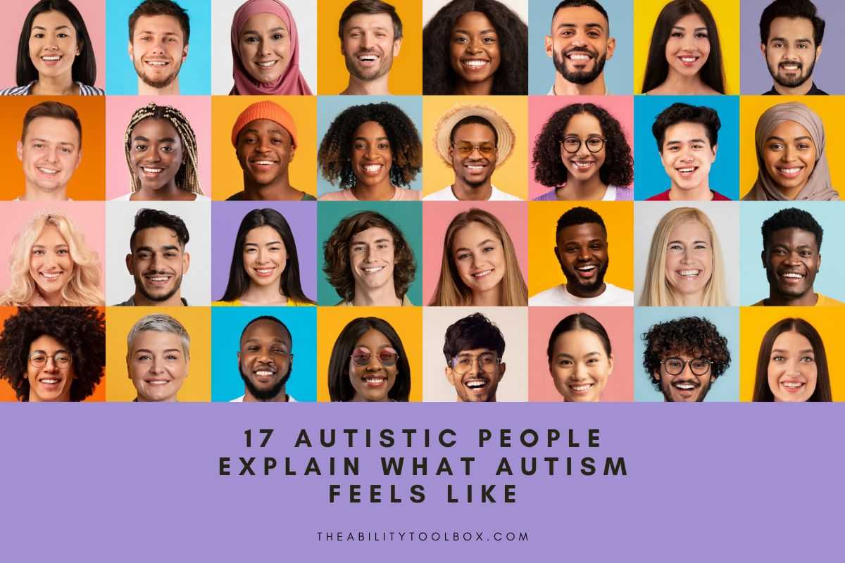 What autism feels like. Collage of diverse people.